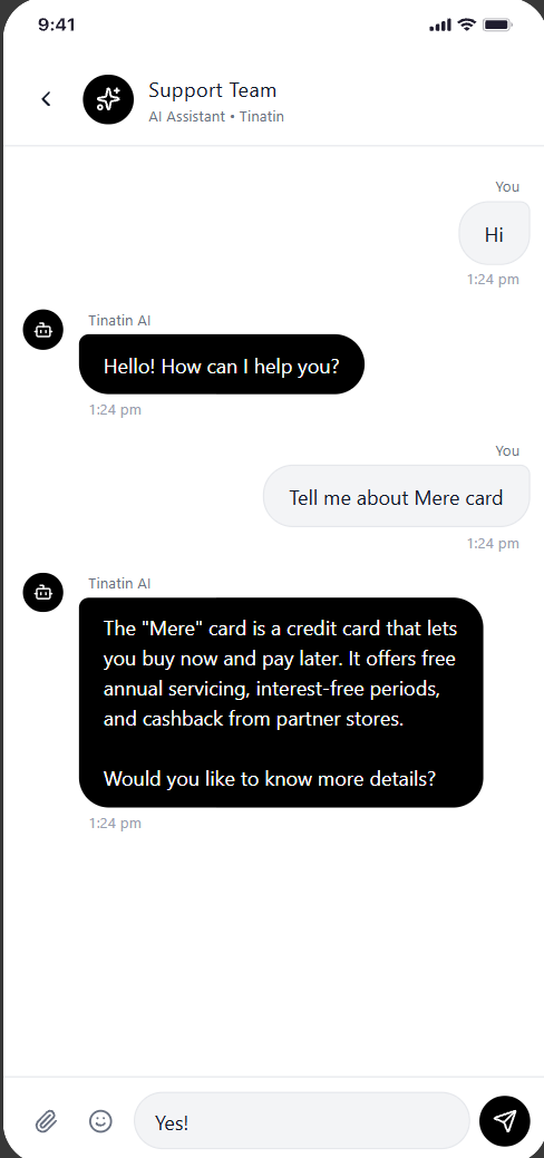 Tinatin Chat Interface